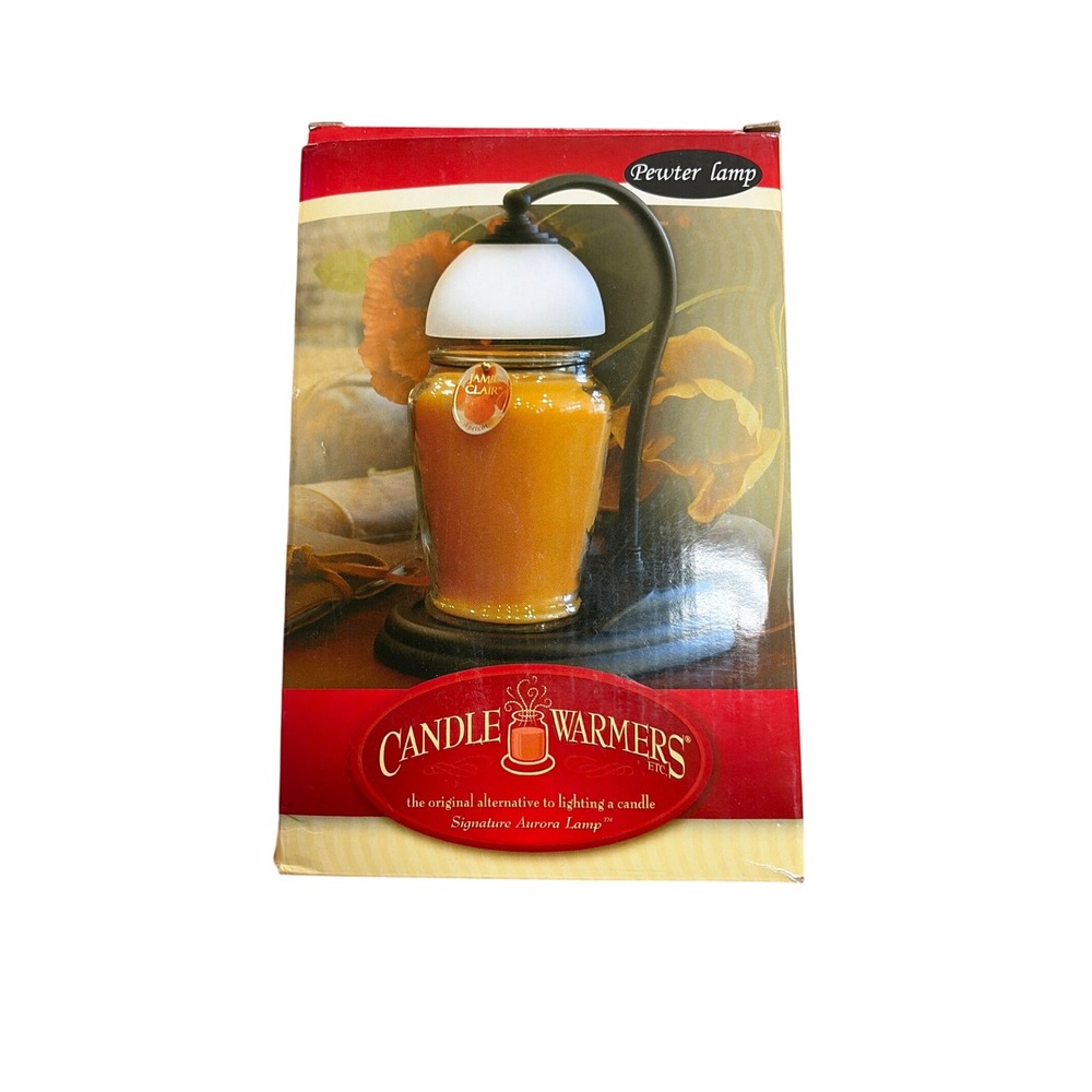 Candle Warmers Etc Signature Aurora Lamp Pewter Finish Frosted White Shade